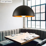 Hemisphere Industrial Metal Pendant - 1 Light Down Lighting For Dining Room Suspension