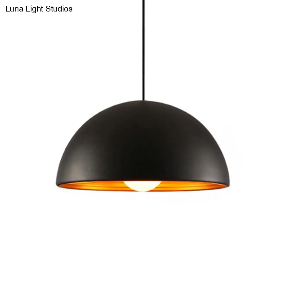 Hemisphere Industrial Metal Pendant - 1 Light Down Lighting For Dining Room Suspension