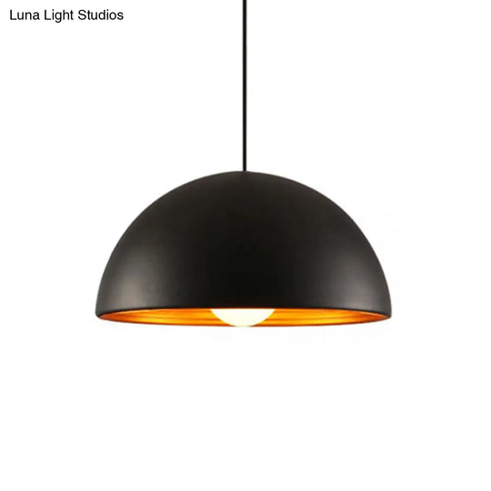 Hemisphere Industrial Metal Pendant - 1 Light Down Lighting For Dining Room Suspension