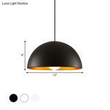 Hemisphere Industrial Metal Pendant - 1 Light Down Lighting For Dining Room Suspension