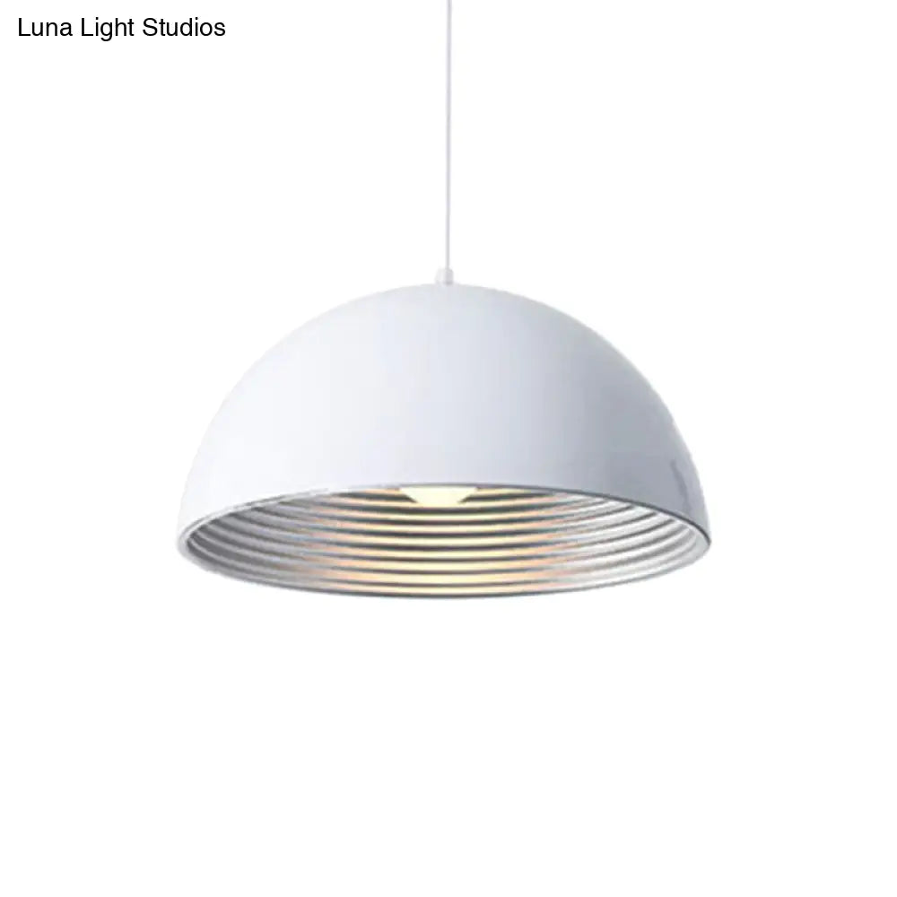 Hemisphere Industrial Metal Dining Room Suspension Lamp - 1 Light Down Pendant