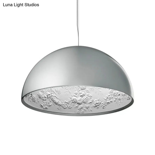 Hemispherical Resin Pendant Light 16’/23’ – Single Living Room Lamp In Black/White With