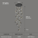 Hera - Modern Circular Led Chandelier 18 Lamps / Cold White Pendant Lighting