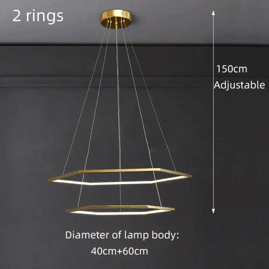 Hexa Minimalist hexagonal led chandelier D40CM D60CM / Warm light