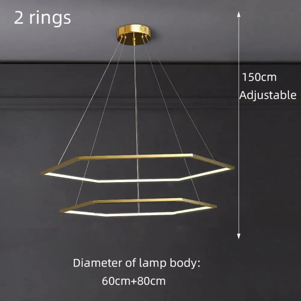 Hexa Minimalist hexagonal led chandelier D60CM D80CM / Warm light