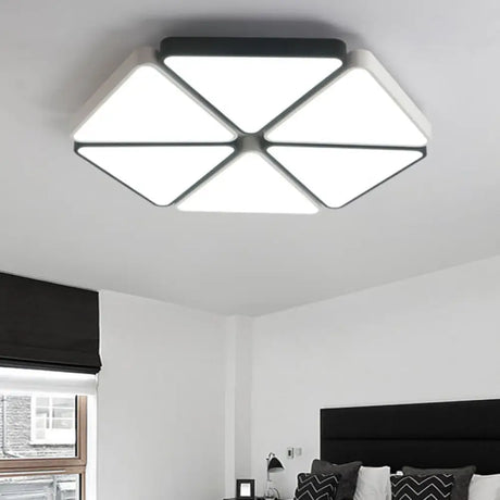 Hexagon Acrylic Led Ceiling Light Fixture - Contemporary Warm/White For Living Room 19.5’/23.5’