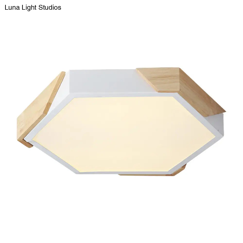 Hexagon Ceiling Light For Kindergarten - Slim Panel Macaron Loft Led In Warm
