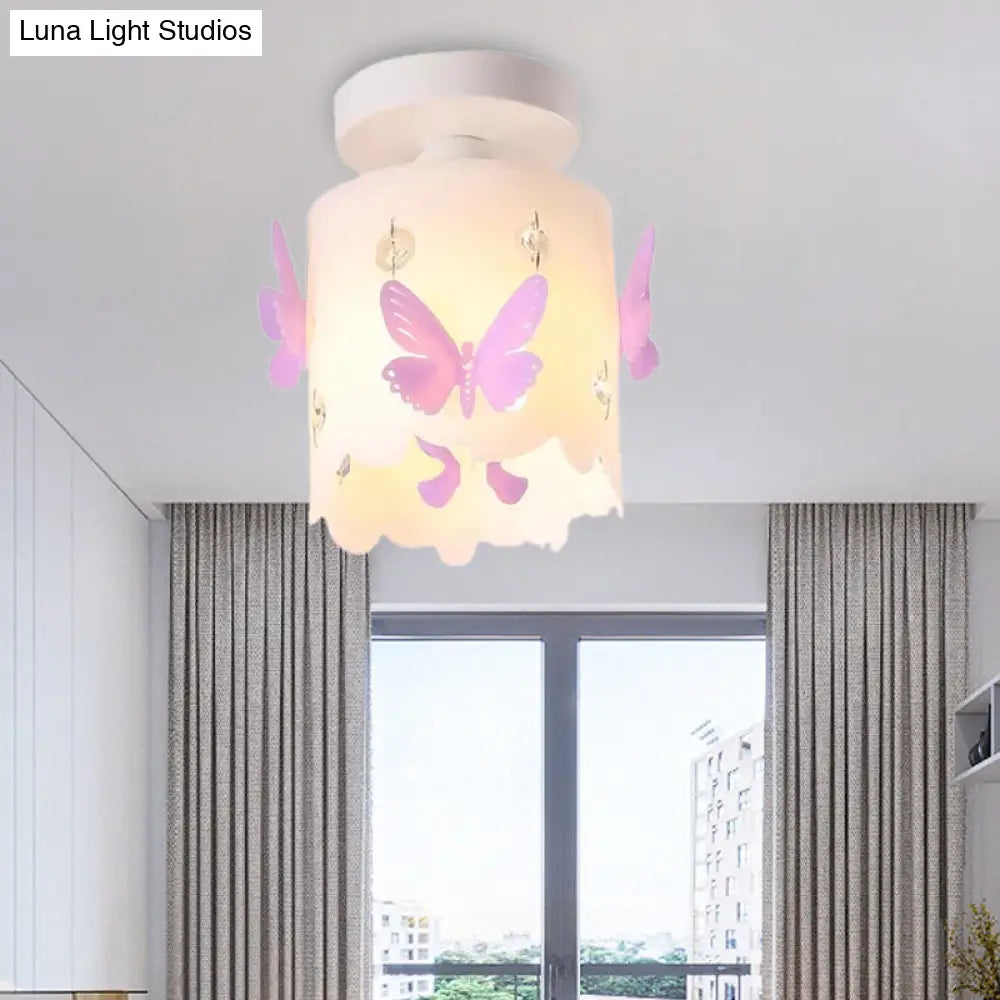 Hollow Butterfly Acrylic Ceiling Lamp For Modern Kitchen Mount Purple
