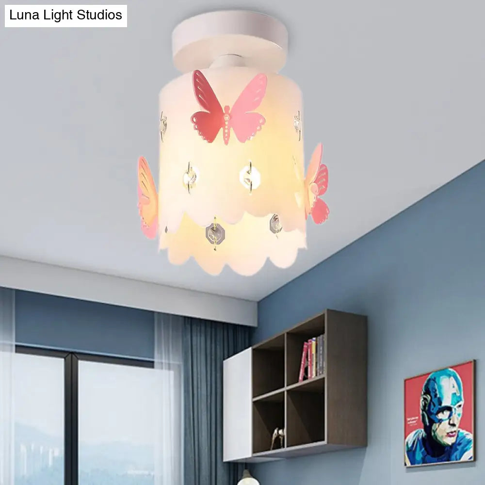 Hollow Butterfly Acrylic Ceiling Lamp For Modern Kitchen Mount Pink