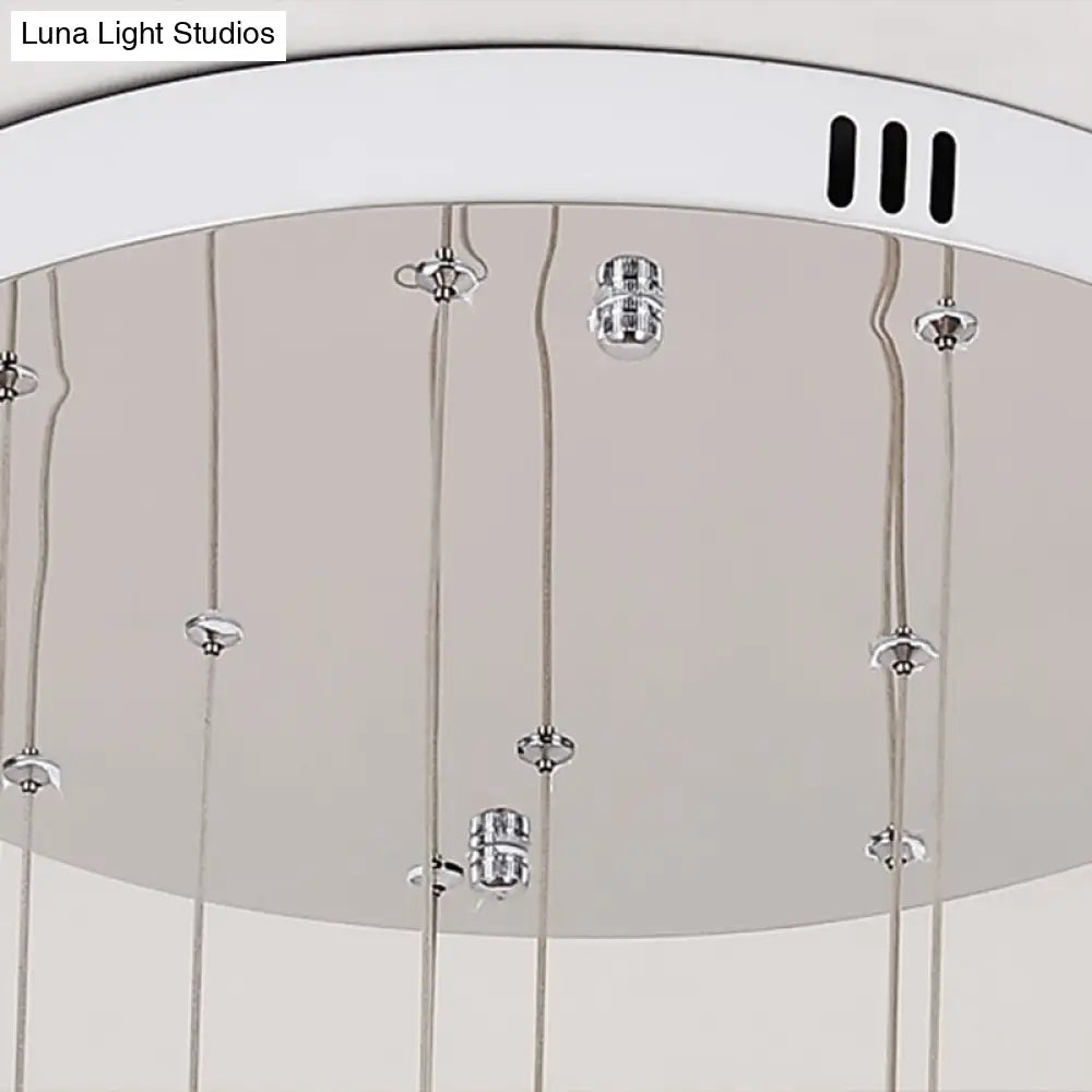 Hollowed-Out Metallic Ceiling Lamp With 10 Bulbs For Staircases In Silver