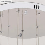 Hollowed-Out Metallic Ceiling Lamp With 10 Bulbs For Staircases In Silver