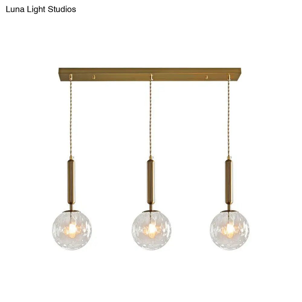 Honeycomb Glass Cluster Pendant Light With 3-Heads And Gold Finish / Linear