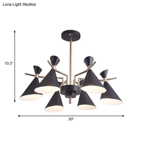 Horn Shape Metal Pendant Light Fixture - Modern 6-Head Hanging Lamp For Living Room