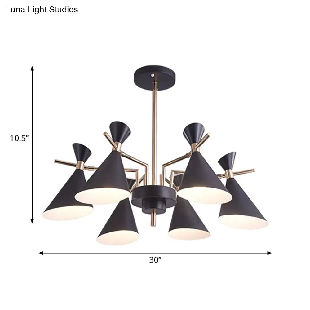 Horn Shape Metal Pendant Light Fixture - Modern 6-Head Hanging Lamp For Living Room