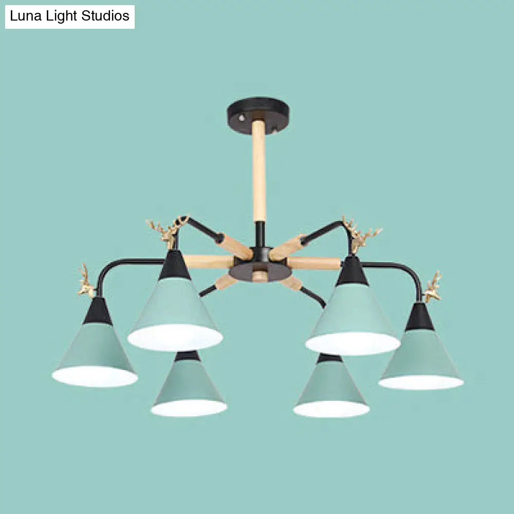 Horn-Shaped Macaroon Pendant Light - Metal Hanging Lamp For Bedroom