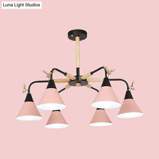 Horn-Shaped Macaroon Pendant Light - Metal Hanging Lamp For Bedroom