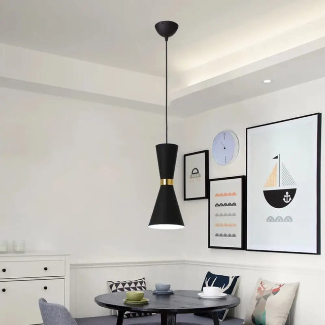 Hourglass Ceiling Hang Fixture - Contemporary Metal Pendant Light For Dining Room Down Lighting