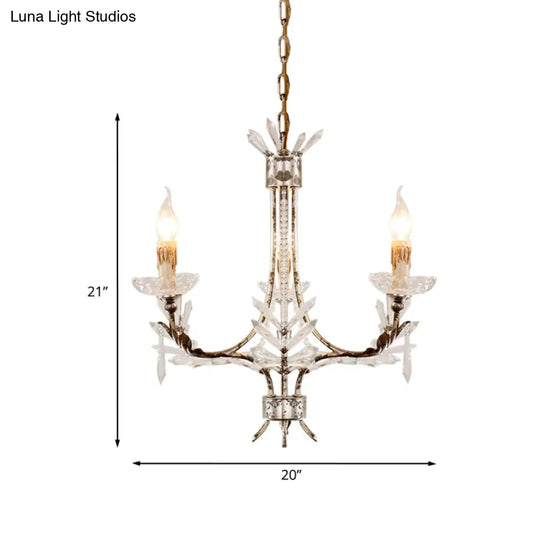 Ice Crystal 3-Head Candelabra Pendant Chandelier With Antiqued Rust Finish