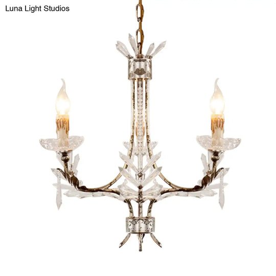 Ice Crystal 3-Head Candelabra Pendant Chandelier With Antiqued Rust Finish