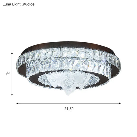 Iceberg Crystal Led Flush Mount Lamp: Sleek Tiered Design For Parlor Ceiling In Chrome