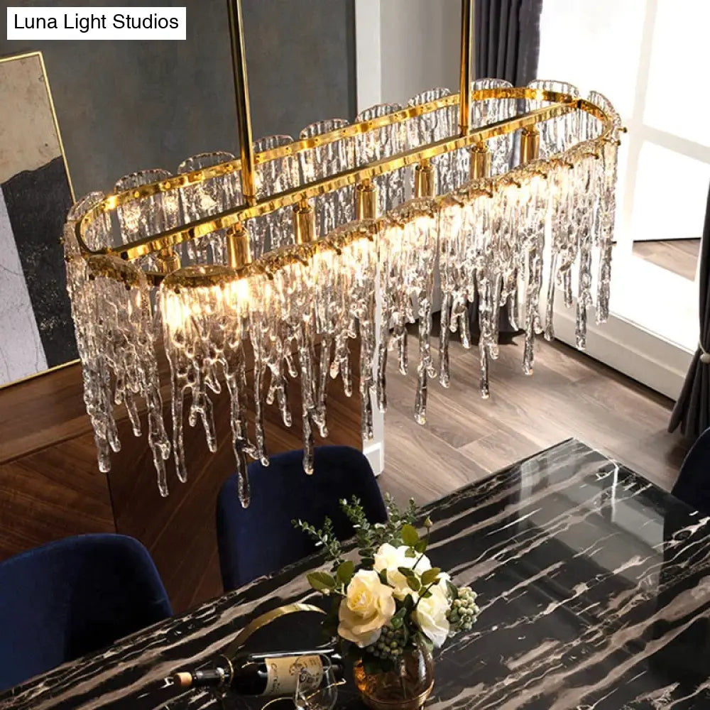 Icicle Nordic All Copper Modern Luxury Crystal Rectangular Chandelier L120 X H37Cm / 6-10W