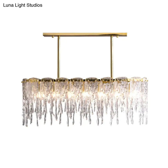 Icicle Nordic All Copper Modern Luxury Crystal Rectangular Chandelier Chandelier