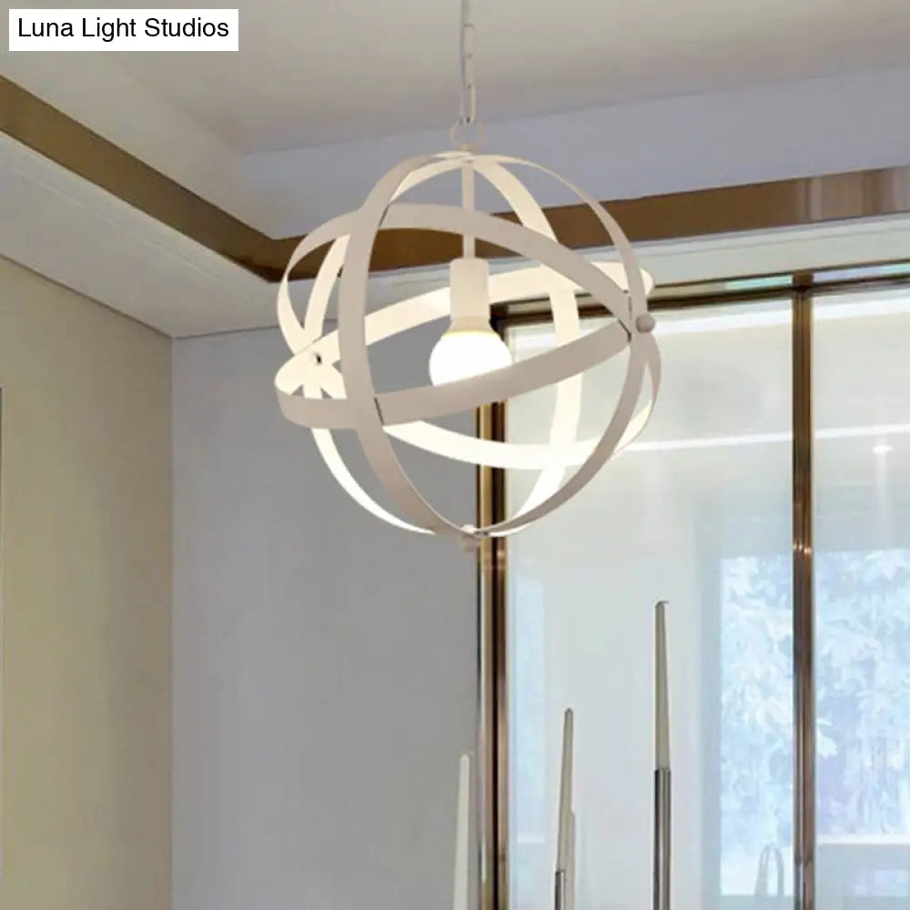 Sleek Spherical Metal Pendant Lamp - 1-Light Industrial Hanging Light In Gold/Aged Silver For Living