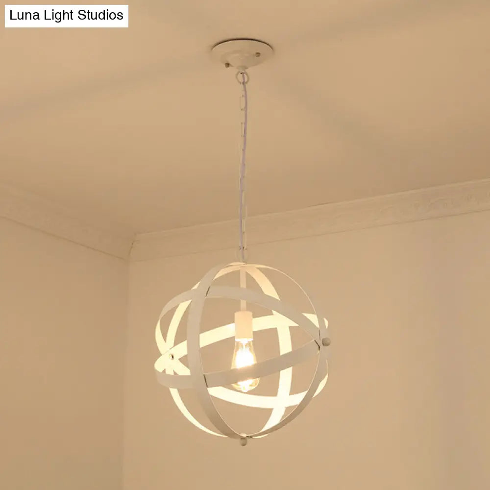 Sleek Spherical Metal Pendant Lamp - 1-Light Industrial Hanging Light In Gold/Aged Silver For Living