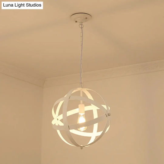 Sleek Spherical Metal Pendant Lamp - 1-Light Industrial Hanging Light In Gold/Aged Silver For Living