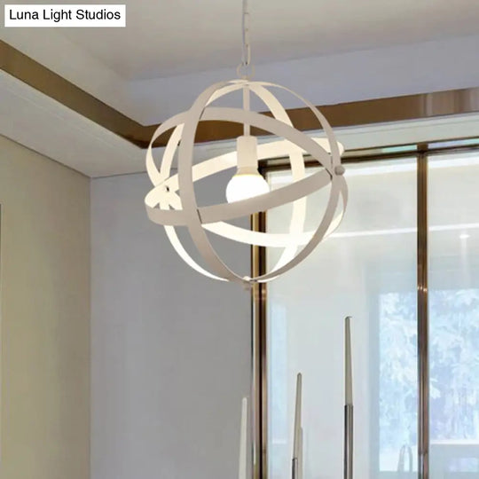 Industrial 1 Light Spherical Metal Pendant Lamp In Gold/Aged Silver - Ideal For Dining Tables &