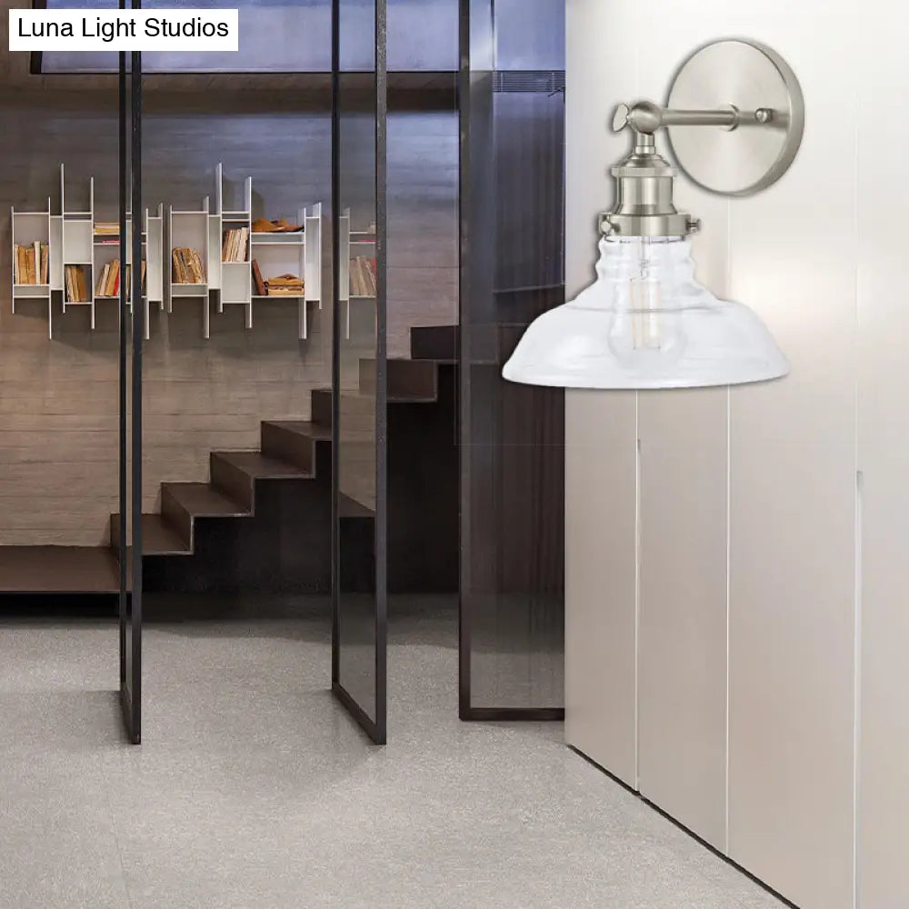 Industrial 1-Light Wall Sconce Clear Glass & Chrome/Nickel Finish - Ideal For Kitchen Nickel