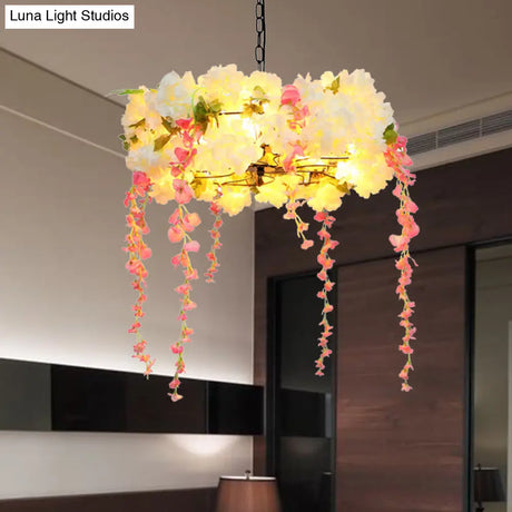 Industrial 5-Head Led Flower Metal Chandelier Light - 18’ / 21.5’ Width White Perfect For