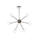 Industrial Amber/Clear Glass Diamond Shade Chandelier Lamp With Multiple Heads In