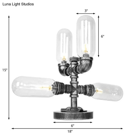 Industrial Antique Black Glass Desk Lamp | 4/5-Light Clear/Amber Capsule Living Room Task Lighting