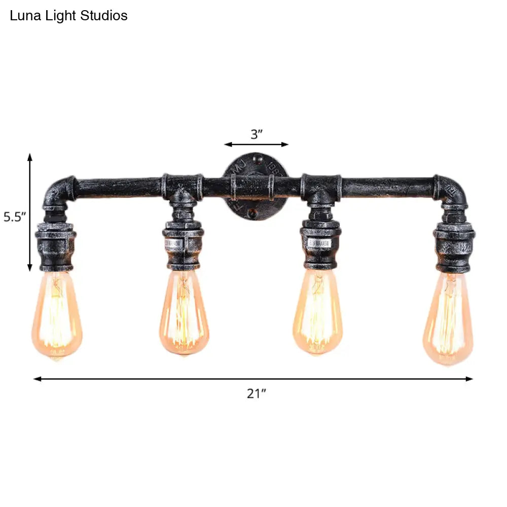 Industrial Antique Silver Wall Sconce With 4 Bulbs - Perfect For Living Room Lighting
