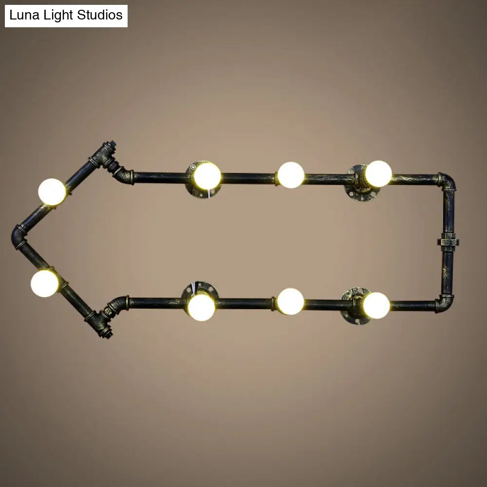 Industrial Arrow-Shaped 8-Light Wall Sconce In Black/Bronze For Restaurants
