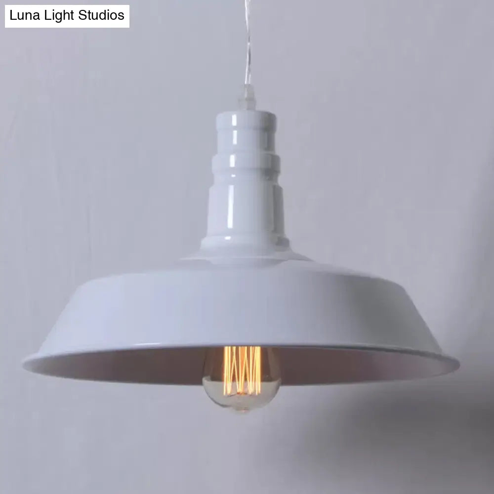 Industrial Barn Shade Pendant Lamp - Red/Yellow/White Finish Hanging Light Kit