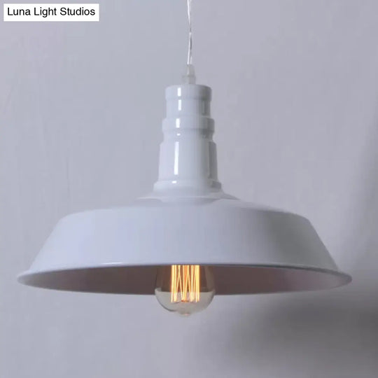 Industrial Barn Shade Pendant Lamp - Red/Yellow/White Finish Hanging Light Kit