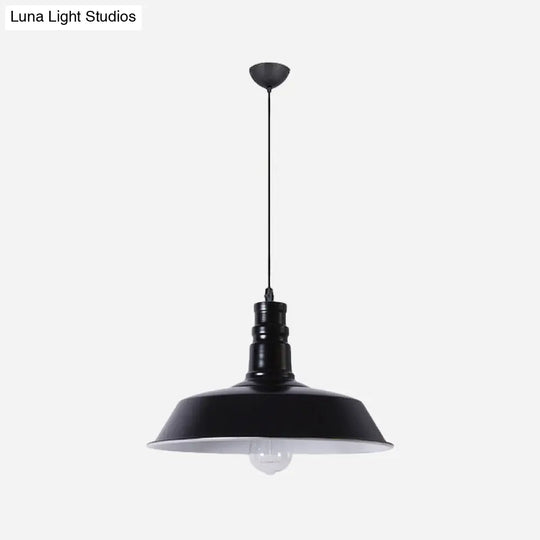 Industrial Barn Shade Pendant Lamp - Red/Yellow/White Finish Hanging Light Kit