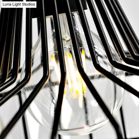 Industrial Black Barn Pendant Light Fixture With Crystal Block - 1 Hanging Kit 10’/12.5’ Wide