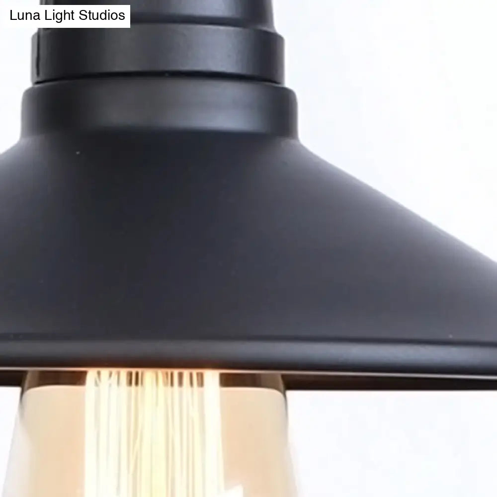 Industrial Black Cone Wall Sconce With Pipe Design And Iron Finish