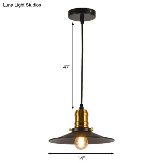 Industrial Black Single Bulb Pendant Light For Dining Room - 8.5 10 12 Width Options