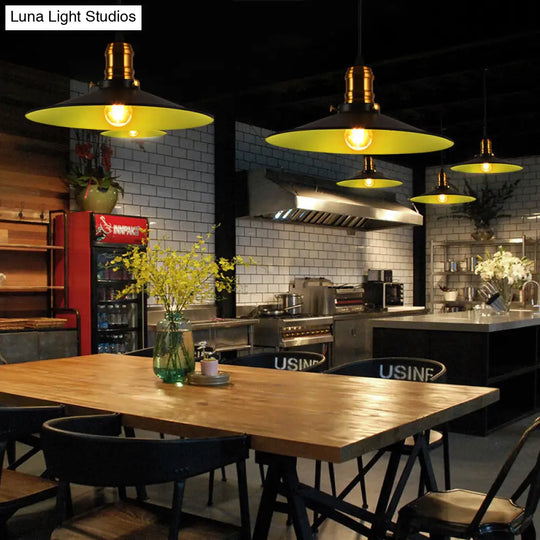 Industrial Black Single Bulb Pendant Light For Dining Room - 8.5 10 12 Width Options /
