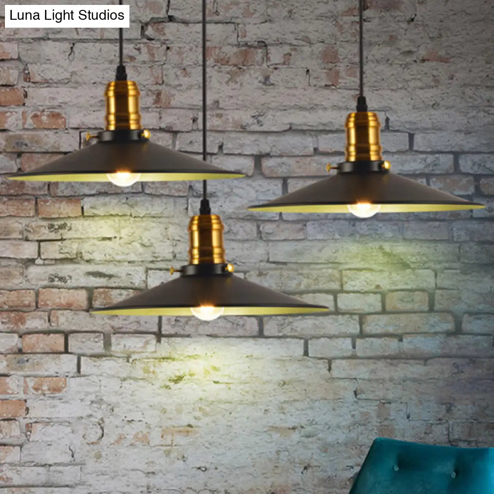 Industrial Black Flared Single Bulb Metal Pendant Light - 8.5’/10’/12’ Wide Stylish Dining