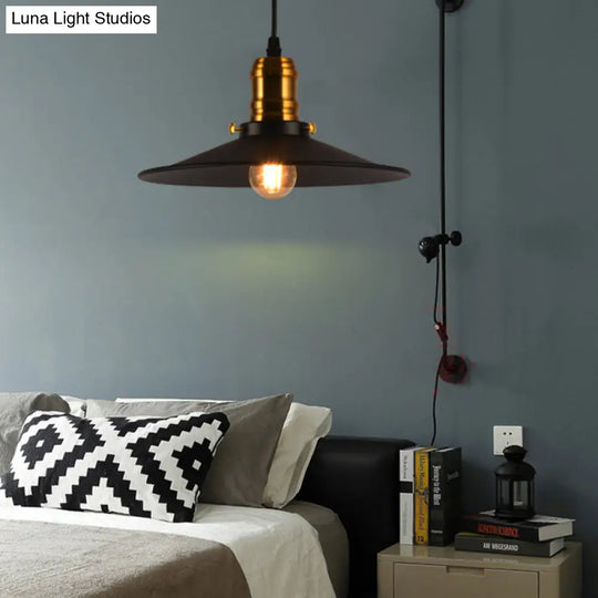 Industrial Black Single Bulb Pendant Light For Dining Room - 8.5 10 12 Width Options