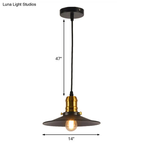 Industrial Black Flared Single Bulb Metal Pendant Light - 8.5’/10’/12’ Wide Stylish Dining