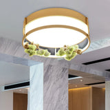 Industrial Black/Gold Led Flush Mount Ceiling Light For Bedroom - 16.5’/20.5’ Square/Round