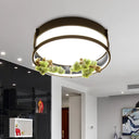 Industrial Black/Gold Led Flush Mount Ceiling Light For Bedroom - 16.5’/20.5’ Square/Round