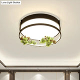 Industrial Black/Gold Led Flush Mount Ceiling Light For Bedroom - 16.5’/20.5’ Square/Round