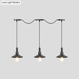 Industrial Black Iron Pendant Light With Saucer Design - Multi-Pendant Fixture 3/5/7 Heads Tandem